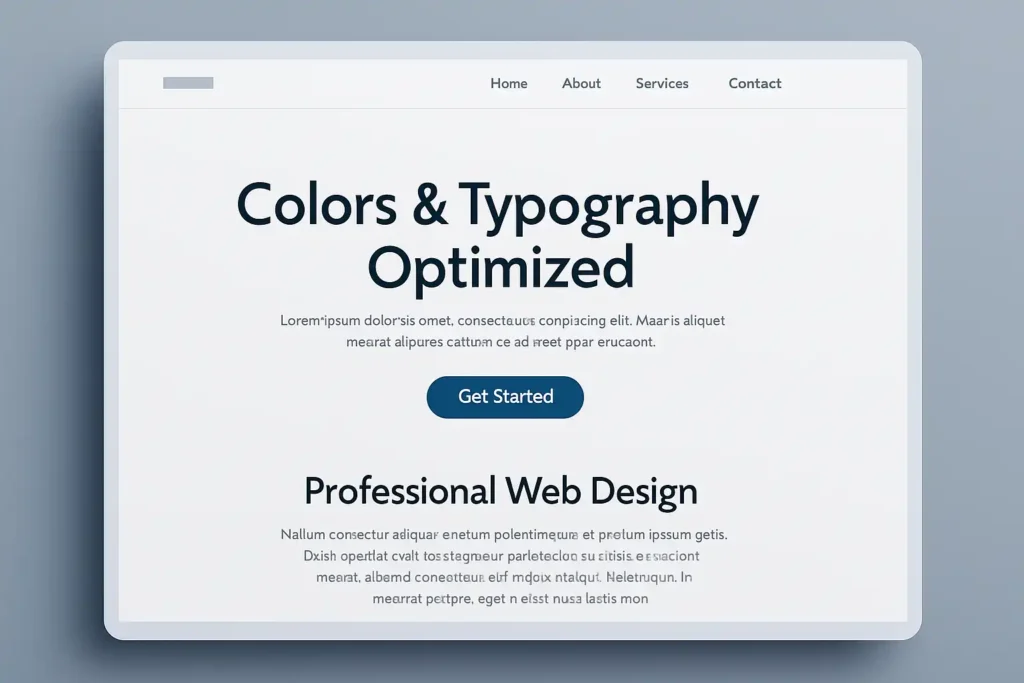 Colores y tipografías web: 7 secretos para una página visualmente irresistible Ejemplo de página web con colores y tipografías web optimizadas