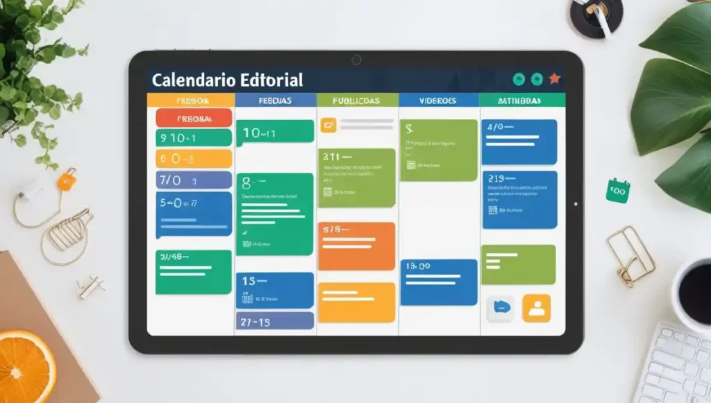 7 Poderosas Estrategias de Marketing de Contenidos para Impulsar tu Página Web y Multiplicar tus Visitas : Vista de un calendario digital planificando publicaciones de contenido.