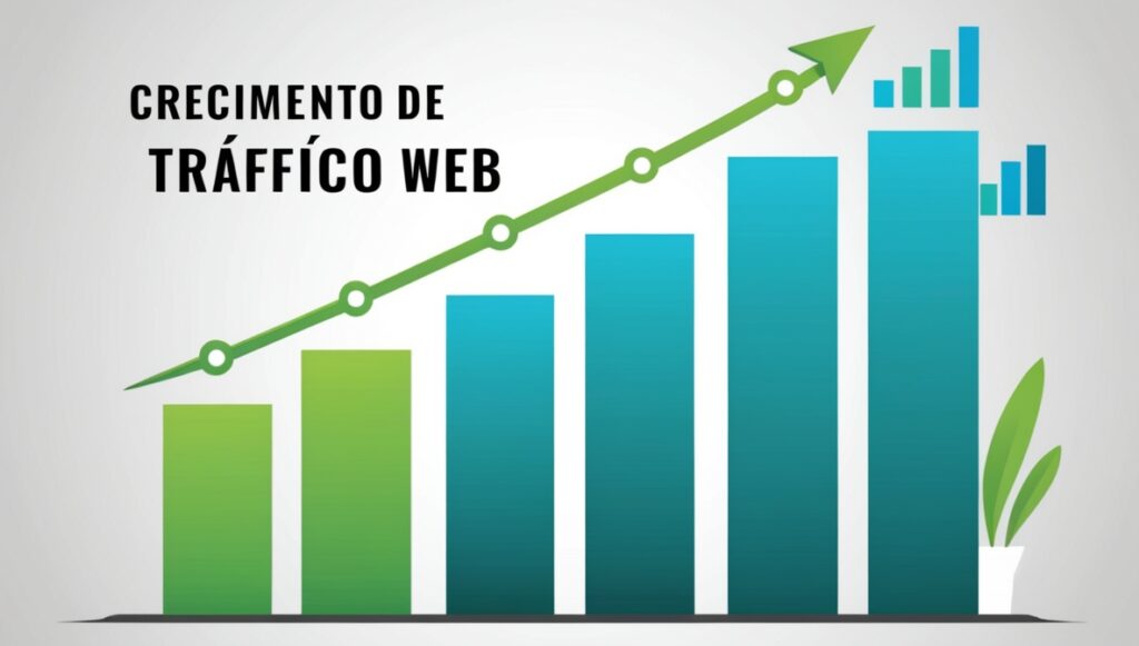 7 Poderosas Estrategias de Marketing de Contenidos para Impulsar tu Página Web y Multiplicar tus Visitas Gráfico ilustrando el aumento de visitas en un sitio web gracias a estrategias de marketing de contenidos.