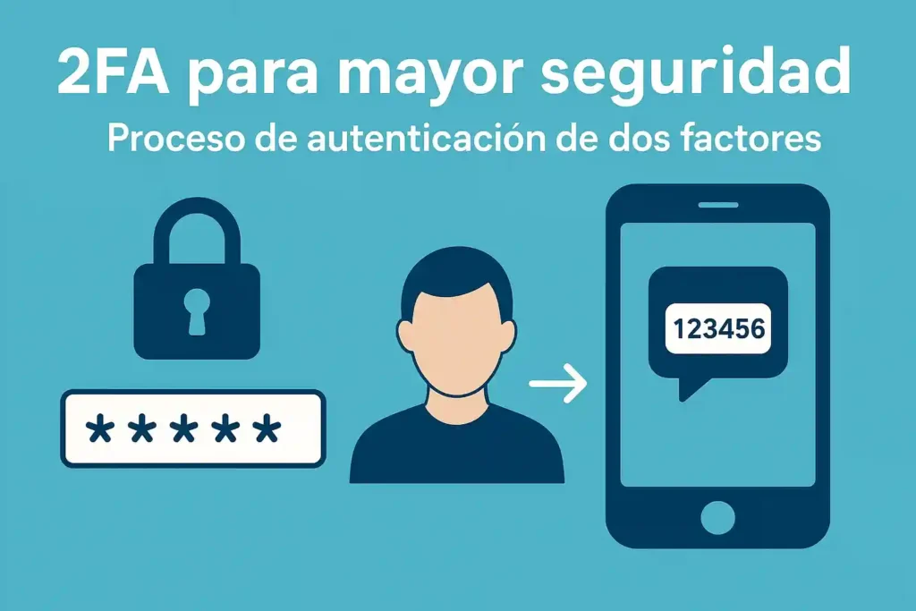 Seguridad Web: 7 Medidas Infalibles para Proteger tu Negocio Online con Éxito Total Proceso de autenticación de dos factores para la seguridad web.