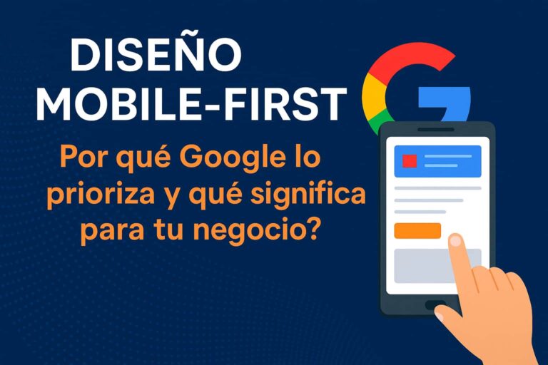 Diseño mobile-first en negocios con Google priorizando sitios optimizados para móviles