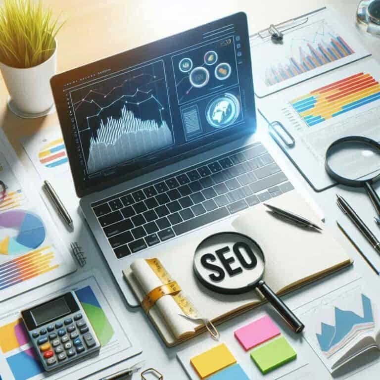 Cómo saber si tu web está optimizada para SEO Ordenador portátil mostrando análisis SEO en pantalla