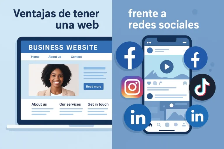 Ventajas de tener una web frente a solo usar redes sociales Comparación entre tener las ventajas de tener una web profesional y solo usar redes sociales
