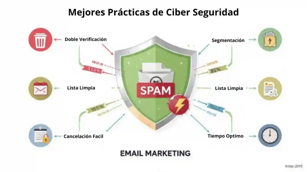 Gráfico de prácticas para evitar spam en email marketing efectivo"