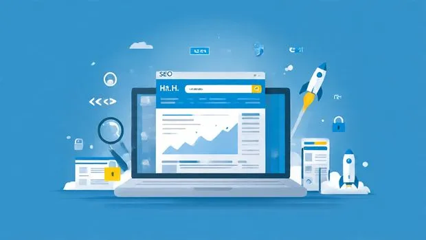 Ilustración educativa de los elementos clave del SEO On-Page: títulos, keywords, velocidad, mobile y enlaces, ideal para principiantes que buscan posicionar su web en Google.