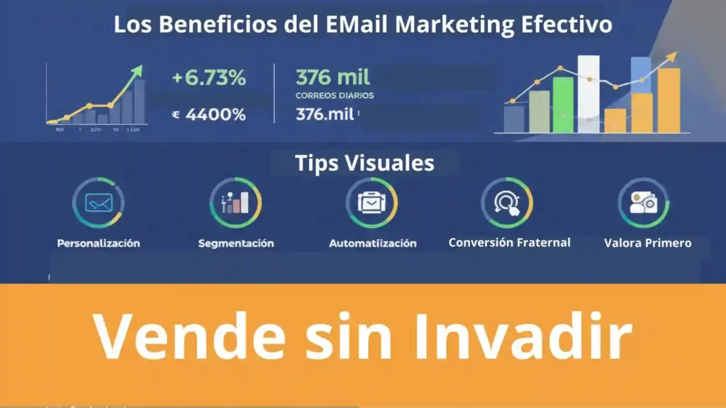 Infografía mostrando beneficios y tips de email marketing efectivo"