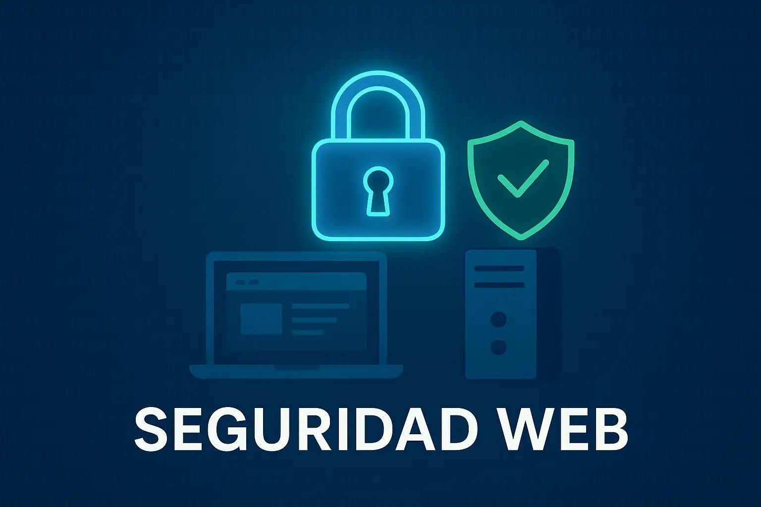 Candado digital y escudo que representan la seguridad web en entornos tecnológicos.